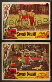 3k755 SAVAGE DRUMS 3 LCs 1951 great images of Sabu, new adventure & thrills, primitive passions!