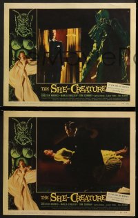 3k665 SHE-CREATURE 4 LCs 1956 Marla English is reincarnated as a monster from Hell, cool fx scenes!