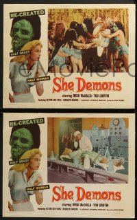 3k664 SHE DEMONS 4 LCs 1958 beautiful Irish McCalla & others try to escape the half-beast half-woman!