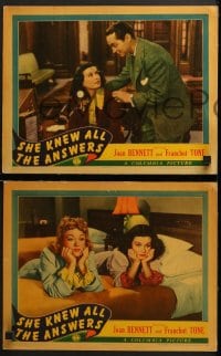 3k761 SHE KNEW ALL THE ANSWERS 3 LCs 1941 Joan Bennett & John Hubbard with wacky Franchot Tone!