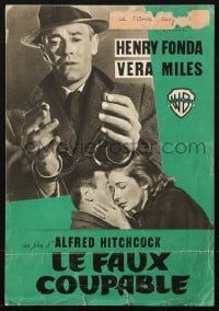 3m268 WRONG MAN French pressbook 1957 Henry Fonda, Vera Miles, Alfred Hitchcock, posters shown!