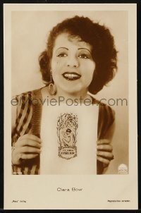 3m015 CLARA BOW German Ross postcard 1930 holding her personalized bookplate with cool art!