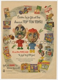 3m084 HASBRO magazine page 1953 America's top ten toys including Mr. & Mrs. Potato Head!