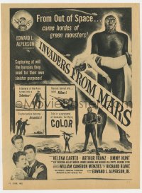 3m107 INVADERS FROM MARS magazine ad 1953 hordes of green monsters came from outer space!
