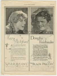 3m130 SPARROWS/BLACK PIRATE magazine ad 1926 starring Mary Pickford & Douglas Fairbanks!