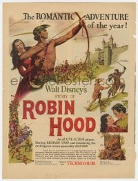 3m131 STORY OF ROBIN HOOD magazine ad 1952 Richard Todd with bow & arrow, Joan Rice, Disney