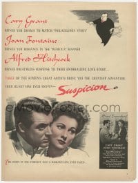 3m132 SUSPICION magazine ad 1941 Hirschfeld art of Alfred Hitchcock, Cary Grant, Joan Fontaine!