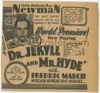 3m140 DR. JEKYLL & MR. HYDE 4x5 newspaper ad 1931 Fredric March in full make-up & as himself!