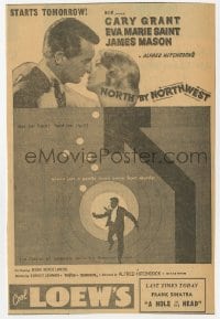 3m145 NORTH BY NORTHWEST 6x8 newspaper ad 1959 Alfred Hitchcock, Cary Grant, Saint, different art!