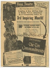 3m149 TEN COMMANDMENTS 6x8 newspaper ad 1957 Cecil B. DeMille, Charlton Heston as Moses!