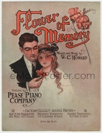 3m302 FLOWER OF MEMORY sheet music 1911 words & music by W.C. Howard, Ernest art of happy couple!