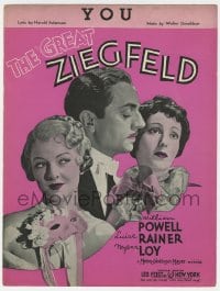 3m312 GREAT ZIEGFELD sheet music 1936 William Powell, Luise Rainer & Myrna Loy, You!