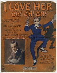 3m321 HONEYMOON EXPRESS stage play sheet music 1913 sung by Al Jolson, I Love Her Oh! Oh! Oh!