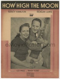 3m323 HOW HIGH THE MOON sheet music 1951 great image of Les Paul with guitar & Mary Ford!