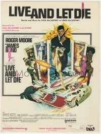 3m337 LIVE & LET DIE sheet music 1973 McGinnis art of James Bond, the theme song by Paul McCartney!