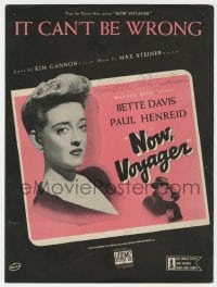 3m351 NOW, VOYAGER sheet music 1942 classic romantic tearjerker, Bette Davis, It Can't Be Wrong!
