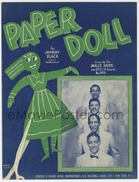 3m355 PAPER DOLL sheet music 1943 great portrait of The Mills Brothers at Decca Records!