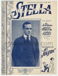 3m391 STELLA sheet music 1923 great portrait of Al Jolson + cool cartoon artwork!