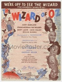 3m409 WIZARD OF OZ sheet music 1939 artwork & photos of top stars, We're Off to See the Wizard!