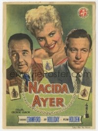3m678 BORN YESTERDAY Spanish herald 1952 headshots of Judy Holliday, William Holden & Broderick Crawford!