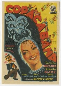 3m694 COPACABANA Spanish herald 1950 different art of wacky Groucho Marx & sexy Carmen Miranda!