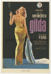 3m751 GILDA Spanish herald R1950s best Jano art of sexy Rita Hayworth smoking in sheath dress!