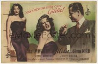 3m753 GILDA black title Spanish herald 1947 sexy Rita Hayworth in sheath dress & slapped by Ford!