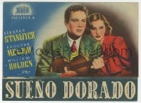3m757 GOLDEN BOY 4pg Spanish herald 1948 William Holden w/ violin, Barbara Stanwyck, boxing classic!