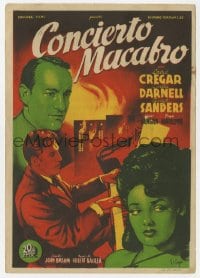 3m767 HANGOVER SQUARE Spanish herald 1945 Soligo art of Linda Darnell, George Sanders & Cregar!