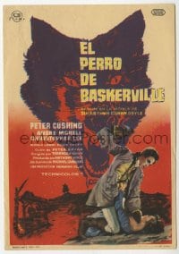3m775 HOUND OF THE BASKERVILLES Spanish herald 1960 Cushing as Sherlock Holmes, different MCP art!
