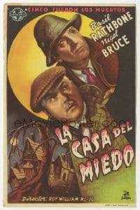 3m778 HOUSE OF FEAR Spanish herald 1946 Basil Rathbone as Sherlock Holmes, Nigel Bruce as Watson!