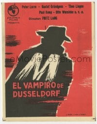 3m819 M Spanish herald R1962 Fritz Lang classic, silhouette art of serial killer Peter Lorre!