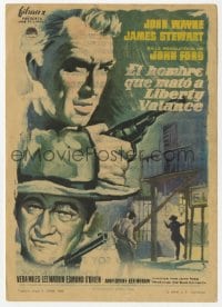 3m822 MAN WHO SHOT LIBERTY VALANCE Spanish herald 1962 MCP art of John Wayne & James Stewart, Ford