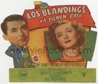 3m837 MR. BLANDINGS BUILDS HIS DREAM HOUSE die-cut Spanish herald 1949 Cary Grant, Myrna Loy, cool!