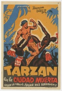 3m844 NEW ADVENTURES OF TARZAN Spanish herald 1935 Marcarlo art of Bruce Bennett vs natives!