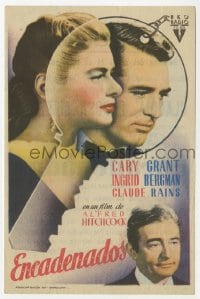 3m860 NOTORIOUS Spanish herald 1948 Cary Grant, Ingrid Bergman, Rains, Hitchcock, cool key design!
