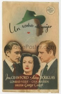 3m996 WOMAN'S FACE Spanish herald 1944 Joan Crawford, Melvyn Douglas, Conrad Veidt, different!
