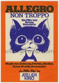 3m059 ALLEGRO NON TROPPO German trade ad 1977 Bruno Bozzetto, great wacky cartoon cat artwork!