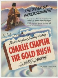 3m066 GOLD RUSH 2pg trade ad R1942 Charlie Chaplin classic, with Music and Words, great art!