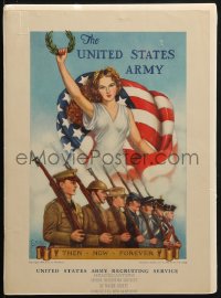 3m002 UNITED STATES ARMY 9x13 WWII war poster 1940 Woodburn art of Lady Liberty & soldiers!