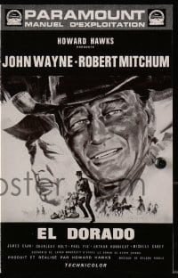 3m220 EL DORADO French pressbook 1967 John Wayne, Robert Mitchum, Howard Hawks, Landi art!