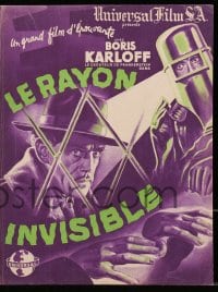 3m233 INVISIBLE RAY French pressbook R1946 different art of Boris Karloff, posters shown!