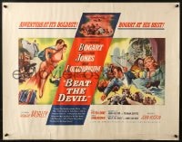 3p730 BEAT THE DEVIL style A 1/2sh 1953 art of Humphrey Bogart with Lollobrigida & Jennifer Jones!