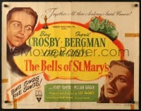 3p732 BELLS OF ST. MARY'S awards 1/2sh 1946 art of pretty Ingrid Bergman & Bing Crosby, rare!