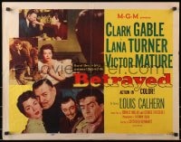 3p733 BETRAYED style A 1/2sh 1954 Clark Gable, Victor Mature & sexy brunette Lana Turner!