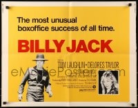 3p736 BILLY JACK 1/2sh R1973 Tom Laughlin, Delores Taylor, most unusual boxoffice success ever!