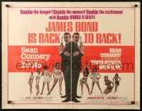 3p772 DR. NO/FROM RUSSIA WITH LOVE 1/2sh 1965 Sean Connery as Bond, double danger & excitement!