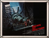 3p778 ESCAPE FROM NEW YORK 1/2sh 1981 John Carpenter, decapitated Lady Liberty by Jackson!