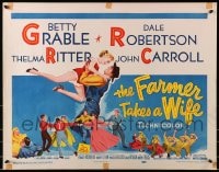 3p784 FARMER TAKES A WIFE 1/2sh 1953 artwork of Dale Robertson holding up sexy Betty Grable!