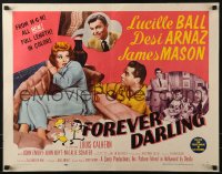 3p795 FOREVER DARLING style B 1/2sh 1956 art of James Mason, Desi Arnaz & Lucille Ball, I Love Lucy!